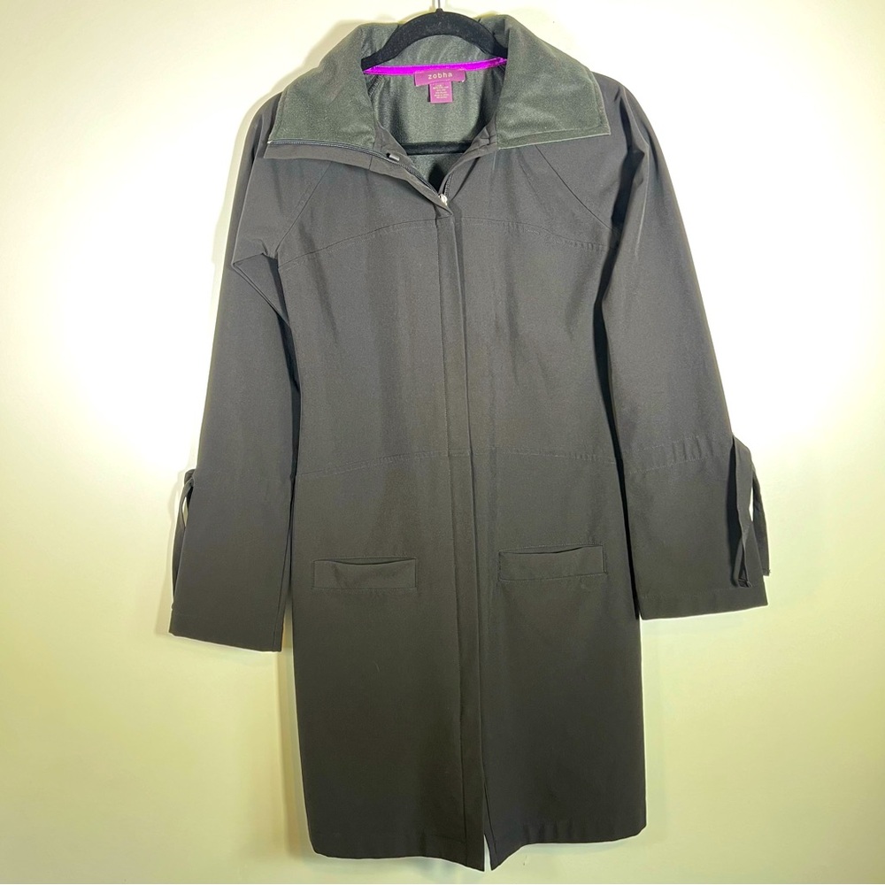 Zobha Long Sleek Trench Coat Rain Wind Resistant Jacket Size XS